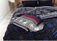 Постельное белье фланель First Choice - Happiness Navy Blue (Turkey), полуторный